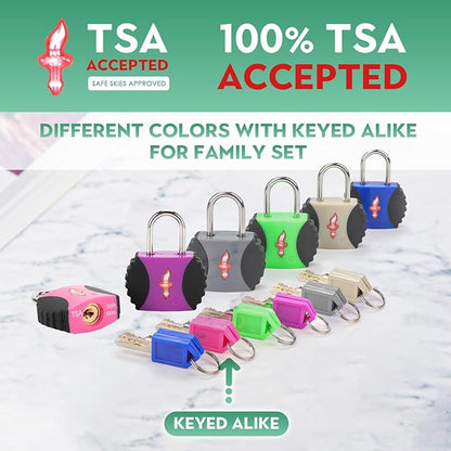 TSA Approved Luggage Lock and 6 Luggage Tags, Suitcase Locks with Keys and PPR/ABS Around Body, Suit for Suitcase,Luggage,Backpack,Laptop Bag,Locker 6 Pack Color Mixed