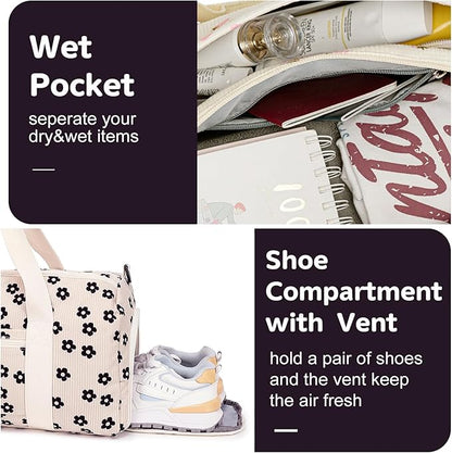 BLUBOON Duffle Bag Girls Kids Cute Gym Bag with Shoes Compartment & Wet Separation Waterproof Sports Overnight Travel Bag