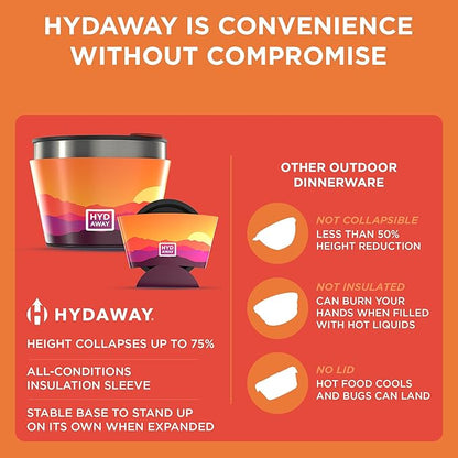 HYDAWAY 1.5-Cup Collapsible Insulated Bowl with Lid - BPA-Free, Leak-Resistant, and Ultra-Compact for Travel, Camping & Everyday Meals