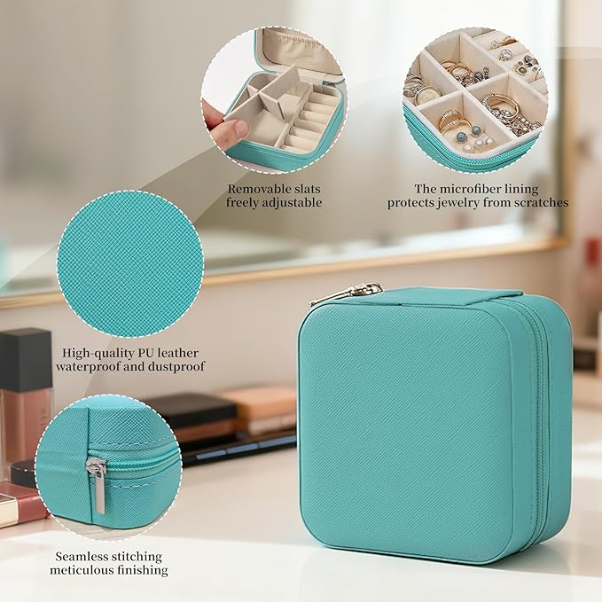 24-Pack Sage Green Travel Jewelry Box Organizer, 3.9" Mini PU Leather Snap Case with Mirror, Bridesmaid Proposal Gift/Wedding Favor, Ring Earring Holder, Compact Portable, Bulk Set