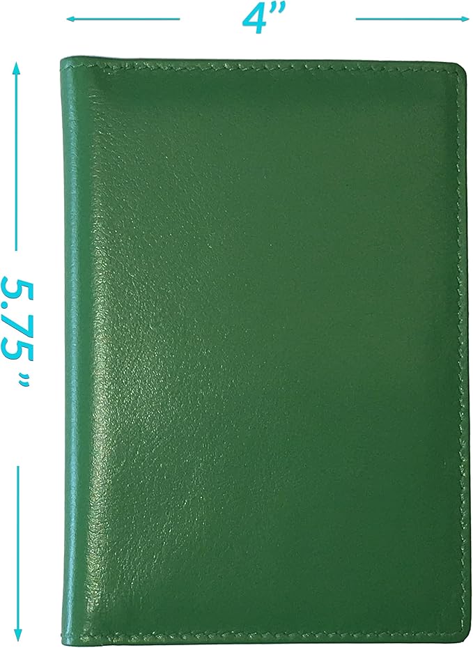 Personalized Monogrammed Emerald Green Leather RFID Passport Wallet and Luggage Tag