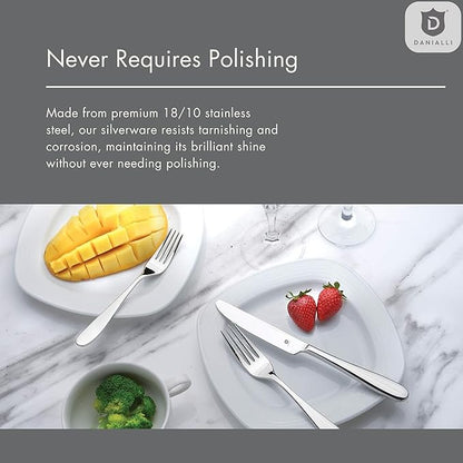 Silverware Set for 4 – 18/10 Stainless Steel Flatware, Mirror Finish, Dishwasher Safe, Heavy-Duty, Rust Resistant, Elegant Cutlery (20-Piece Set, Fidenza)