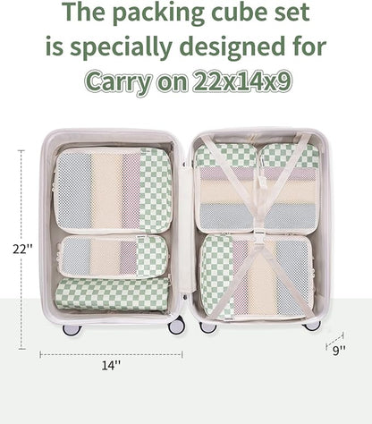 Narwey 6 Set Compression Packing Cubes for Travel Kids Women Carry on, Packing Organizers Bag for Backpack Luggage Suitcase Duffle Bags