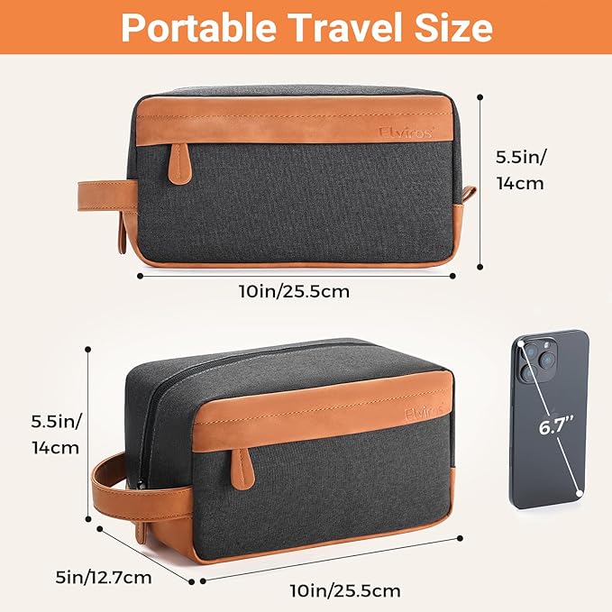 Elviros Hanging Travel Toiletry Bag Gift for Men，Mens Toiletries Bag Gifts Set Shaving Dopp Kit Water-resistant Bathroom Toiletries Organizer PU Leather Cosmetic Bags 2 Pack