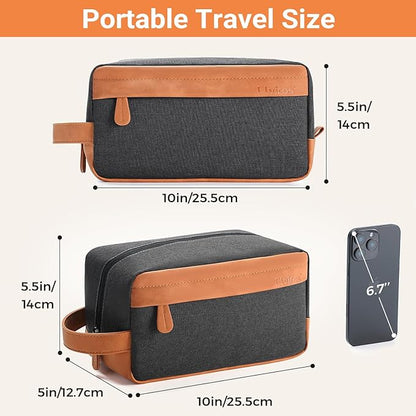 Elviros Hanging Travel Toiletry Bag Gift for Men，Mens Toiletries Bag Gifts Set Shaving Dopp Kit Water-resistant Bathroom Toiletries Organizer PU Leather Cosmetic Bags 2 Pack