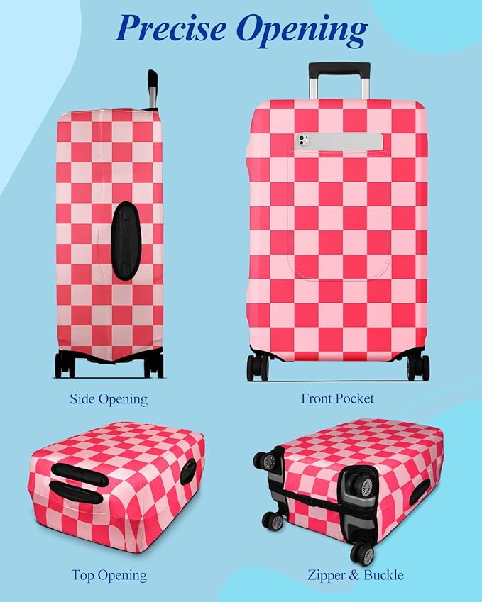 Slohif Luggage Cover for Suitcase Tsa Approved Protector - Luggage Sleeve Large Suit Case Cover Travel Stretch Baggage Case Protective Washable Fit 28-30 Inch Checkered L