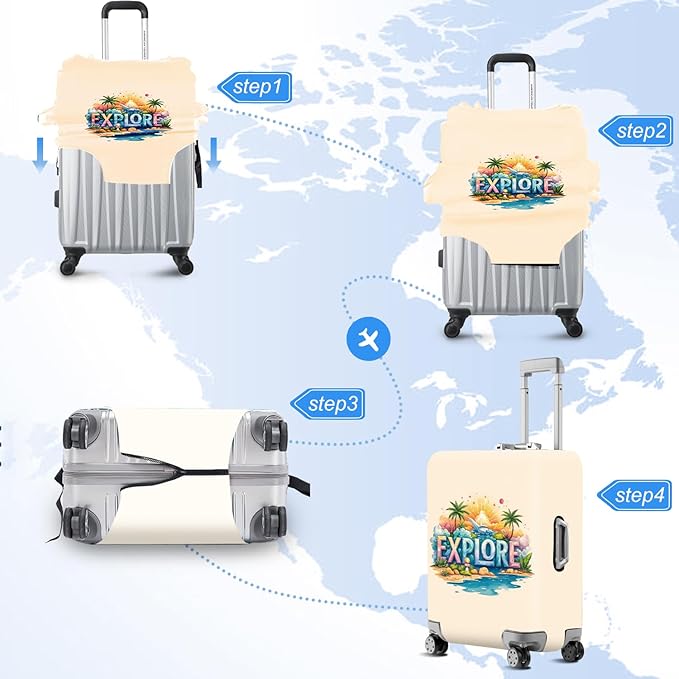ANNA QUEEN Travel Luggage Cover Suitcase Protector Suitcase Cover Anti-Scratch,Stretchable Bag Cover Washable Durable Polyester with Elastic Hem with Zipper Closure