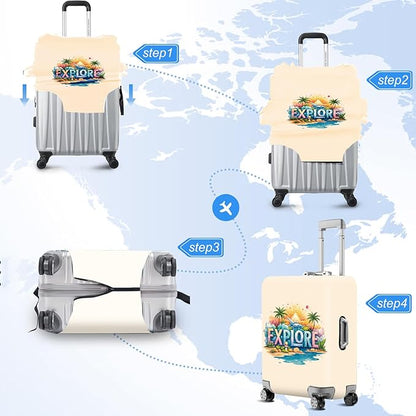 ANNA QUEEN Travel Luggage Cover Suitcase Protector Suitcase Cover Anti-Scratch,Stretchable Bag Cover Washable Durable Polyester with Elastic Hem with Zipper Closure