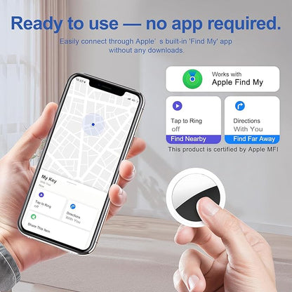 Air Tracker Tag 2 Pack [Apple MFi Certified] with Find My(iOS Only), Key Finder with No App Needed, Waterproof, 365-Day Standby,Wallet Key Bag Luggage Tracker