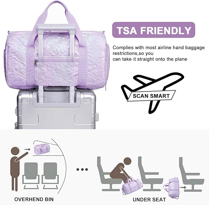 BLUBOON Duffle Bag Girls Kids Cute Gym Bag with Shoes Compartment & Wet Separation Waterproof Sports Overnight Travel Bag