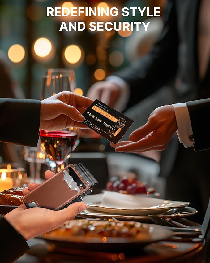 typecase Wallet for Men: Rfid-blocking with Money Clip Slim Leather Bifold ID Window Smart Pop Up Card Case Front Pocket Wallet with Gift Box (Light Brown)