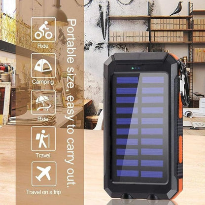 Solar Charger, 38800mAh Portable Type-C Solar Power Bank for All Cellphones, Waterproof Battery Pack, Outdoor External Backup Power Charger Three Outputs/LED Flashlights, Perfect for Camping Travel