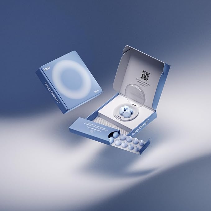 Loop Dream – Silicone/Memory Foam Earplugs for Sleep Comfort | Comfortable Ear Plugs for Muffling Snoring & Sleeping | Customized Fit | 27dB (SNR) Noise Reduction