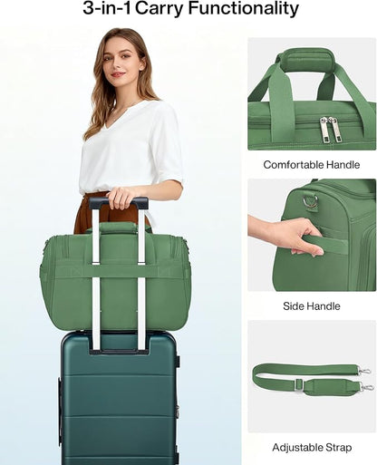 MILADA Underseat Carry On Luggage Bags for Travel Lightweight Foldable Carry On Bags for Airplanes Small Duffle Bag for Men Women Personal Weekend Overnight Travel Tote Bags, Forest Green