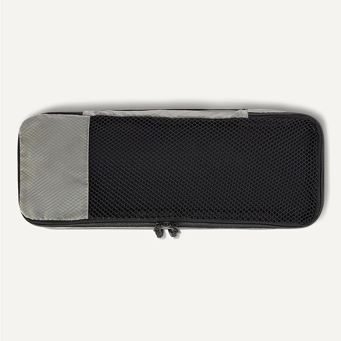 Amazon Essentials 4-Piece Packing Cubes Travel Accessories Set, Luggage Organizer with Double Zipper, Mesh Top, 100% Polyester, Slim, Gray (Previously Amazon Basics)