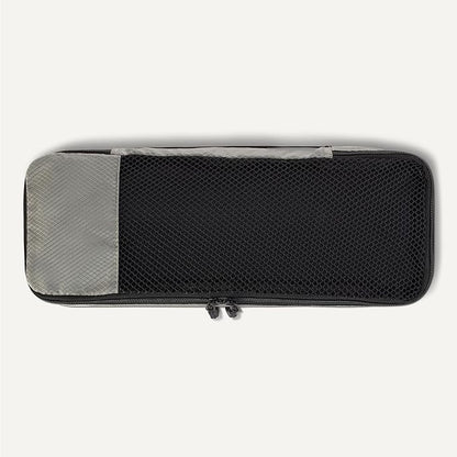 Amazon Essentials 4-Piece Packing Cubes Travel Accessories Set, Luggage Organizer with Double Zipper, Mesh Top, 100% Polyester, Slim, Gray (Previously Amazon Basics)