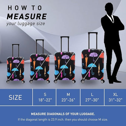 Travel Luggage Cover Protector Anti Scratch Dust Proof Suitcase Cover Fits 31-32 Inch Luggage (XL, Black,Umbrella)