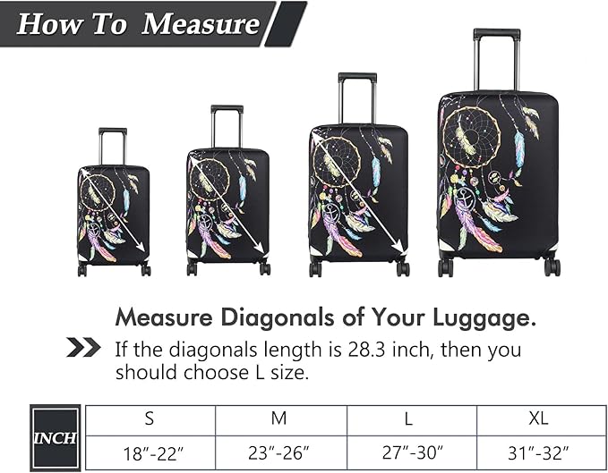 HYPER VENTURE Washable Luggage Cover - Fashion Suitcase Protector Fits 31-32 Inch Luggage (Dreamcatcher, XL)
