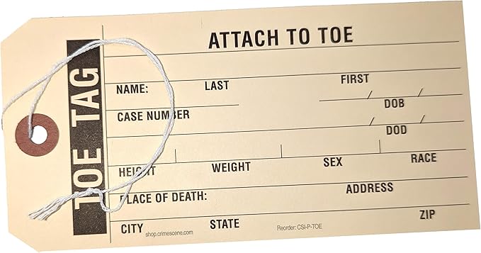 Crime Scene Toe Tag (25pk)