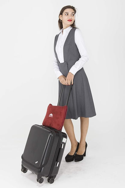 BlueHills Premium Soft Travel Blanket Pillow Airplane Blanket Packed in Soft Bag Pillowcase with Hand Luggage Belt and Backpack Clip Compact Large Long Flights Traveler Essentials Lightweight Red T001