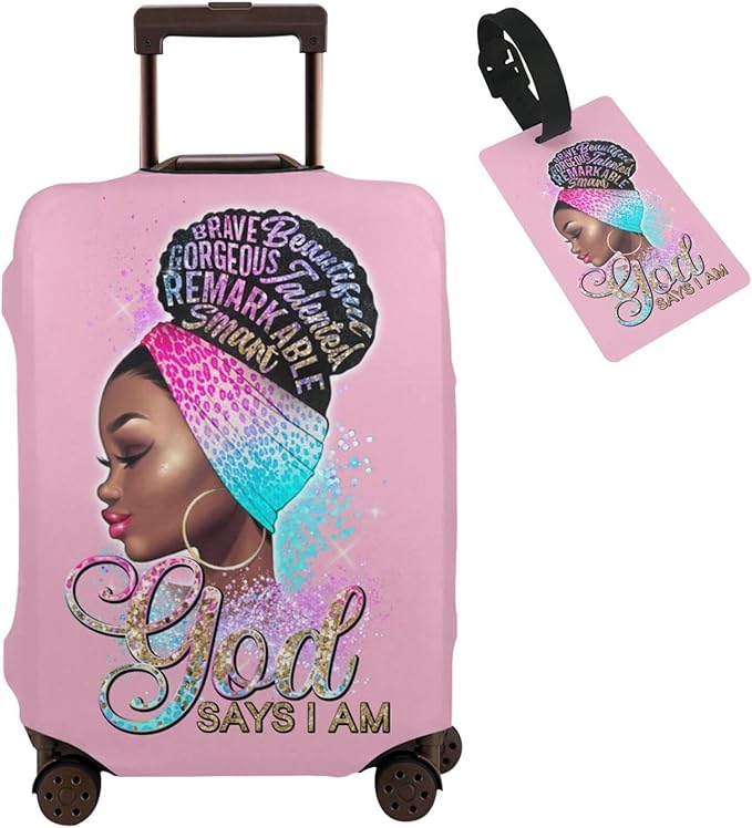 Travel Suitcase Protector Light skin african american Elastic Protective Washable Luggage Cover With Concealed Zipper Suitable For 18-32 Inch (S (for 18--21 inch luggage))