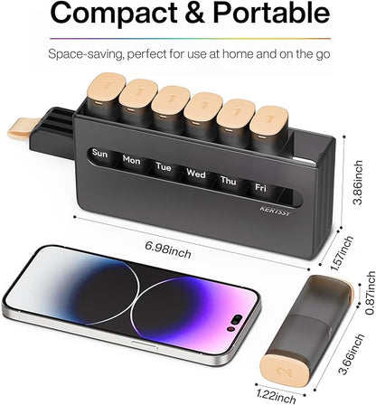 Weekly Pill Organizer 2 Times a Day - Am Pm Pill Box 7 Day, Large Twice Medicine Pill Case for Daily Medication, Vitamins, Fish Oils, Supplements Portable Week Pill Holder Container, Latte