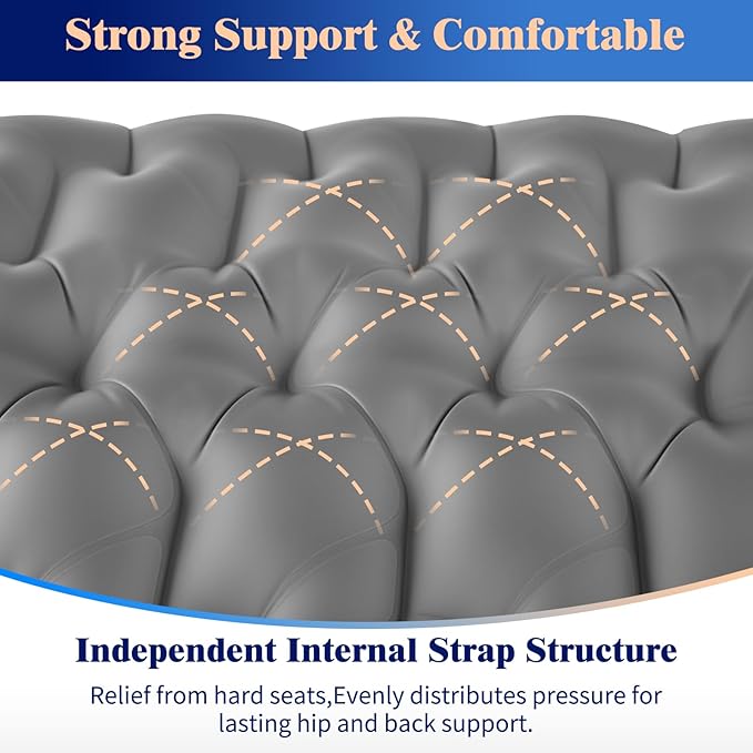 HiiPeak Inflatable Stadium Seat Cushion, Compact Hand Press Stadium Seats Pad Bleacher Seat Chair Cushion Pad for Airplane Travel Camping Backpacking Sports Events (Gray)