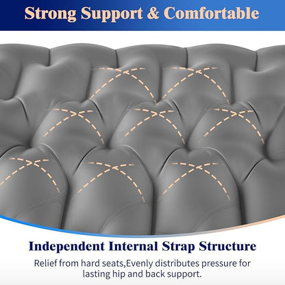 HiiPeak Inflatable Stadium Seat Cushion, Compact Hand Press Stadium Seats Pad Bleacher Seat Chair Cushion Pad for Airplane Travel Camping Backpacking Sports Events (Gray)