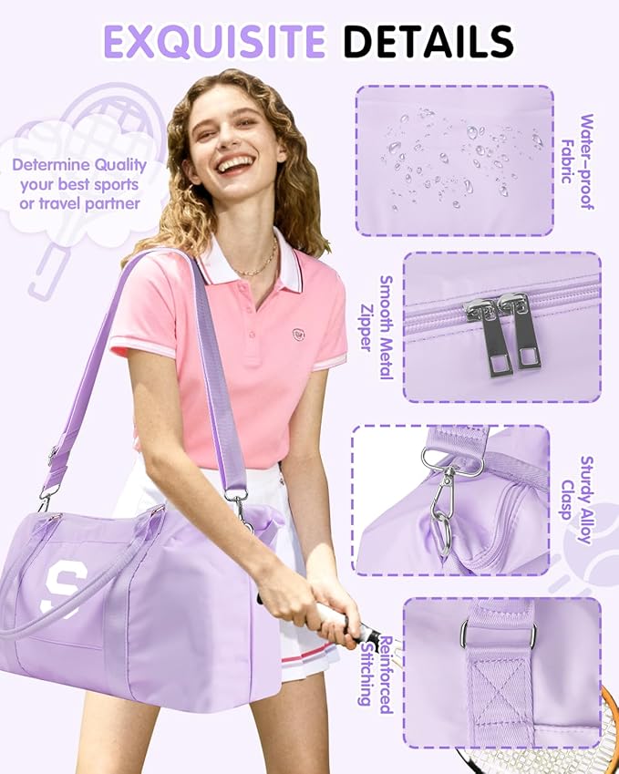 Daughter Niece Gifts for Teen Girl Kids, Initial Travel Duffel Bag Sports Gym Bag Personalized Gifts Weekender Bag，Monogram Overnight Bag Cute Dance Bag Birthday Bridesmaid Gifts for Women(Purple, S)