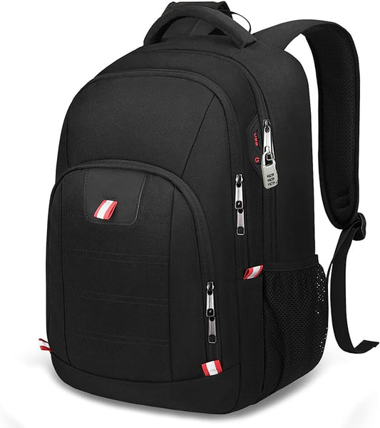 Della Gao Travel Laptop Backpack, Black Backpack for Men and Women with USB Slit Business Computer Back Pack (Black, 15.6 Inch)