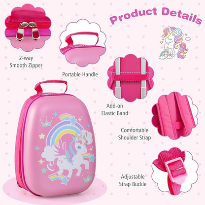 Goplus 2PC Kids Luggage, 12" & 16" Kids Carry On Luggage Set with 4 Spinner Wheels, Lightweight Rolling Spinner Suitcase for Children Toddlers Boys and Girls Travel