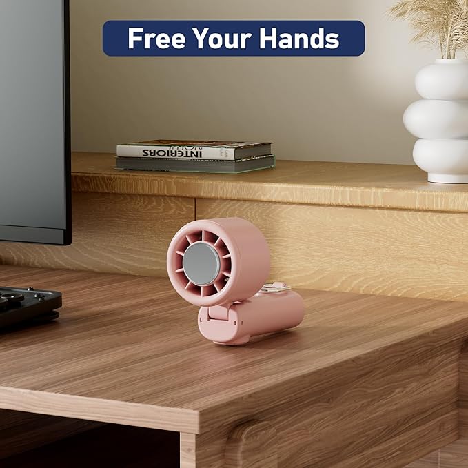 CIVPOWER Handheld Fan: Portable Small Ice Cooling Plate- 4000mAh Rechargeable 100 Gear High-Speed Turbo 10500 RPM - Personal Foldable Battery Operated for Travel Indoor Outdoor Women Men (Pink)