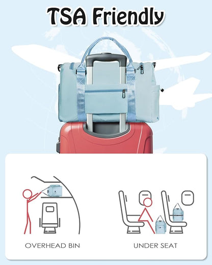 Initial Gym Bag for Girls, Kids Travel Duffle Bag, Sports Bag, Personalized Weekender Bag with Shoes Compartment, Graduation gifts, Girls Gifts for Kids