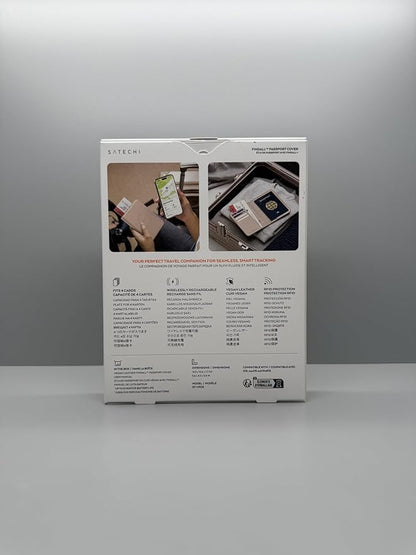 Satechi Passport Holder for Travel with Find My, Passport Cover with 4 Card Holder, Wireless Charging, and RFID protection – Travel Essential Vegan Leather Passport – Desert Rose