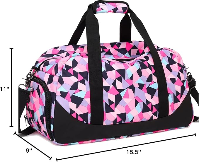 Duffle Bag for Girls Teens Sport Gym Bag Women Weekender Carry On Overnight Bag Workout Duffel with Shoe Compartment and Wet Pocket