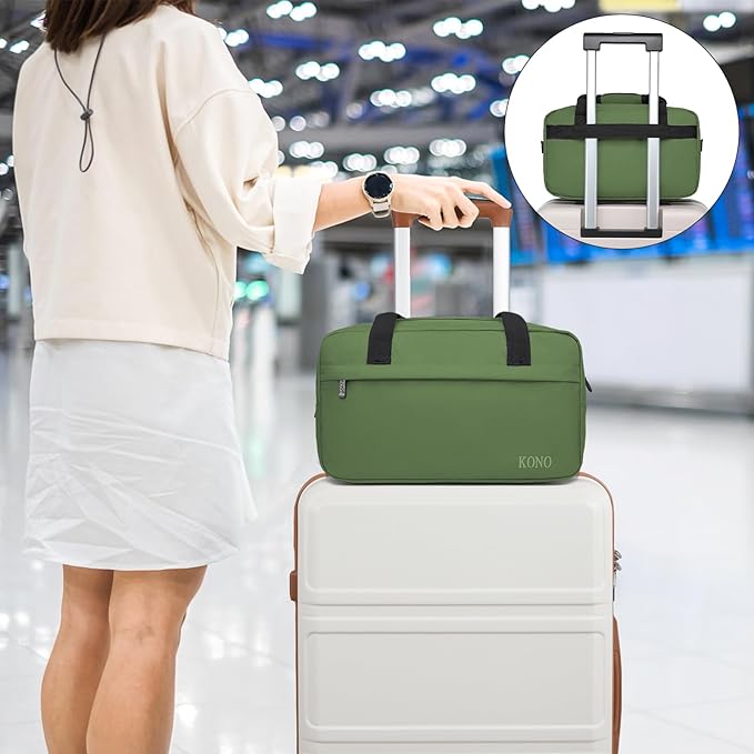 Kono Travel Duffel Bag 14L Under Seat Carry-on Bag Sports Tote Gym Bag Weekender Overnight Bags 13.78"x7.87"x7.87" Green