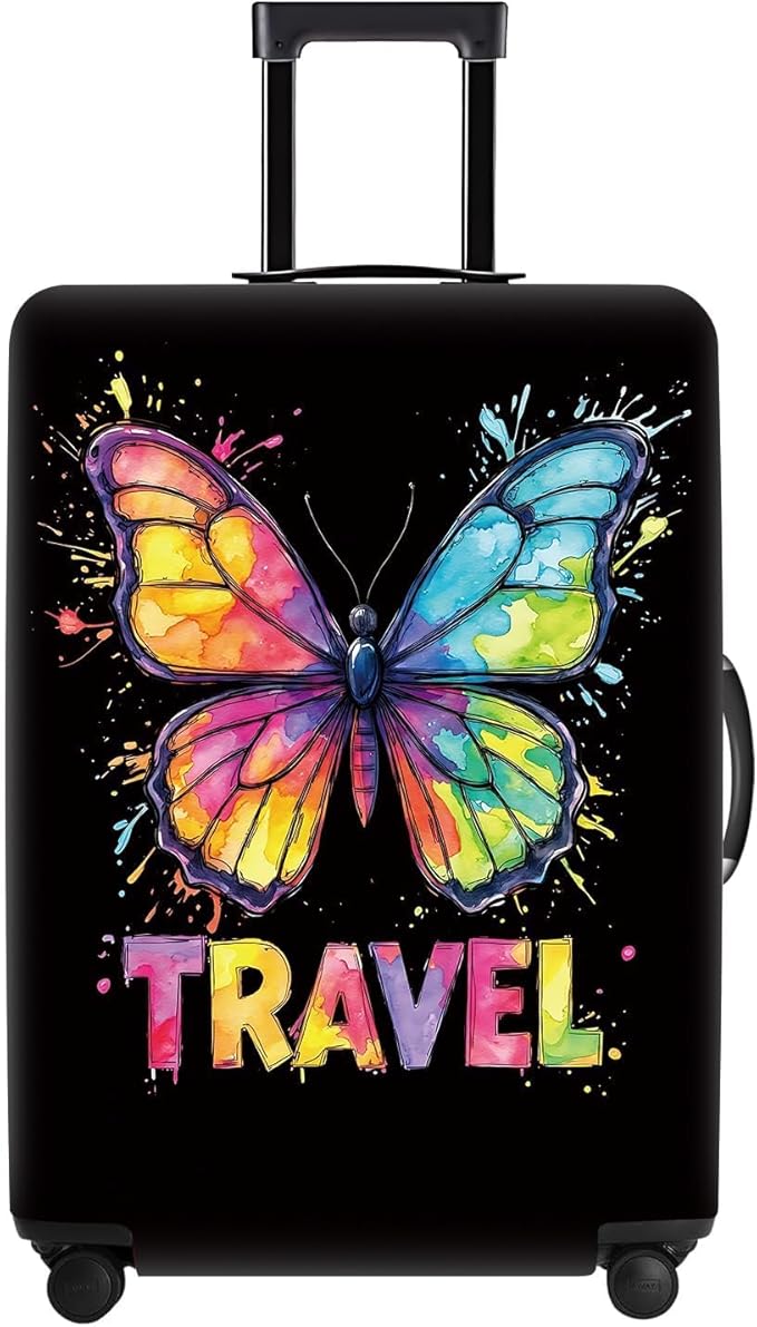 Colorful Butterfly Luggage Cover – Stylish and Durable Travel Suitcase Protector for Women and Men, Fits 32"-34" Suitcase, XL