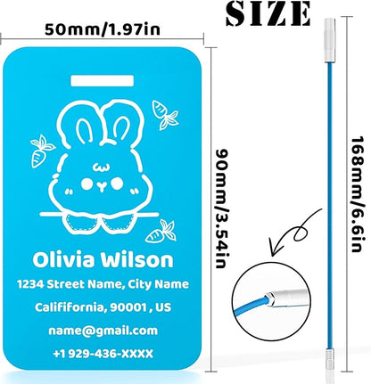 4 Pack Personalized Luggage Tags for Suitcases, Custom Aluminum Luggage Tags for Bags and Backpacks, Waterproof & Heavy Duty Personalized Metal Name Tags for Travel (Lake Blue)