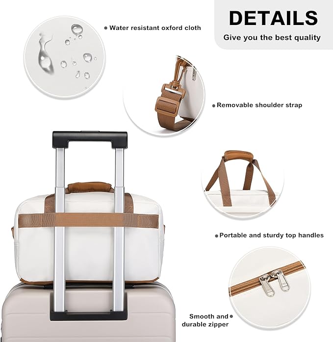 Kono Travel Duffel - 14L Under Seat Carry-On Sports Tote Gym Weekender Overnight Bag - 13.78"x7.87"x7.87" White