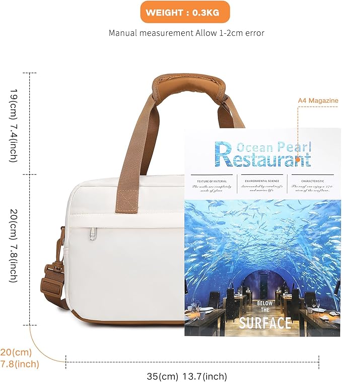 Kono Travel Duffel - 14L Under Seat Carry-On Sports Tote Gym Weekender Overnight Bag - 13.78"x7.87"x7.87" White