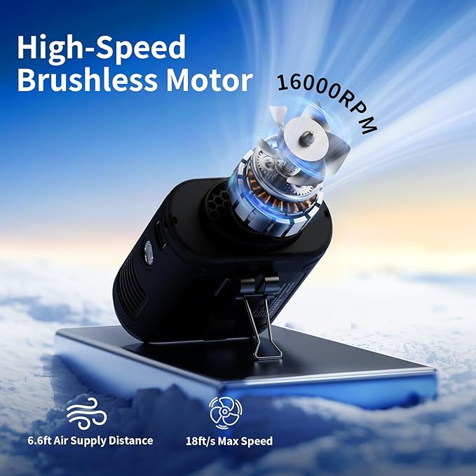 Socool 10000mAh Portable Waist Fan Clip on Wearable Belt Personal Fan Rechargeable Battery operated With 5 Speeds & Flashlight Neck Hands-Free 40H Cooling For Outdoor Camping Travel (Black)