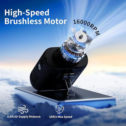 Socool 10000mAh Portable Waist Fan Clip on Wearable Belt Personal Fan Rechargeable Battery operated With 5 Speeds & Flashlight Neck Hands-Free 40H Cooling For Outdoor Camping Travel (Black)