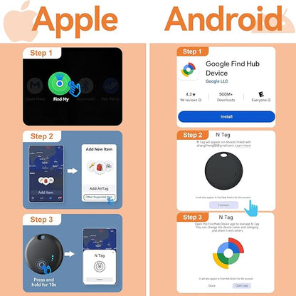 Air Tracker Tags for Android or iOS, Dual System Both iOS and Android Tracker, Find My or Find Hub App, Smart Tracker Tags with Key Ring, Key Finder/Luggage Tracker for Keys,Wallets,Bags