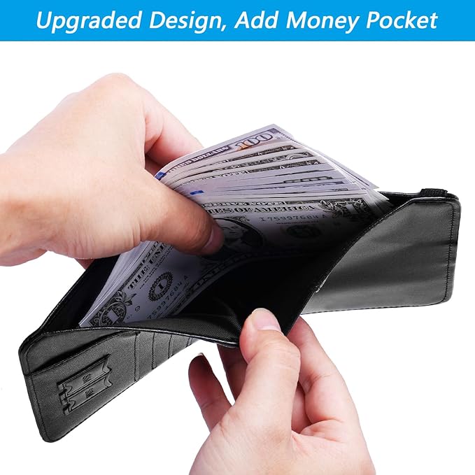 Airtag Passport Holder Cover Wallet Travel Essentials RFID Blocking Leather Card Case International Must Haves Travel Accessories for Women Men(119#Black)