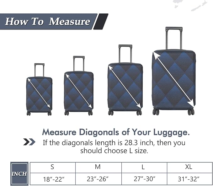 HYPER VENTURE Washable Luggage Cover - Fashion Suitcase Protector Fits 31-32 Inch Luggage (Blue Cube, XL)