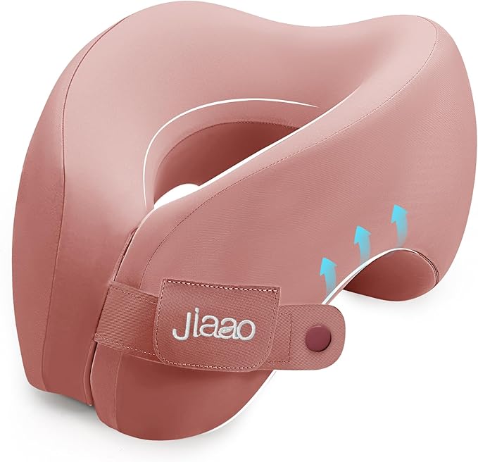 jiaao Neck Pillow Airplane, Memory Foam Travel Neck Pillows for Long Flight, 3D Eye Masks, Ear Plugs and Portable Drawstring Bag, Napping Pillow for Home, Road Trips, Sleep Rest and Travel Use