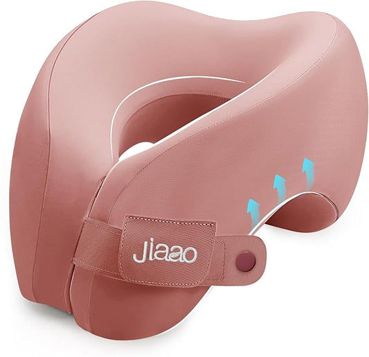 jiaao Neck Pillow Airplane, Memory Foam Travel Neck Pillows for Long Flight, 3D Eye Masks, Ear Plugs and Portable Drawstring Bag, Napping Pillow for Home, Road Trips, Sleep Rest and Travel Use