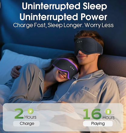 LC-dolida 2 Pack Bluetooth Sleep Mask, Bamboo Cotton 3D Blackout Contoured Bluetooth Sleep Headphones, Sleeping Eye Mask with 5.4 Bluetooth Headphones, Eye Sleep Mask for Side Sleepers, Black