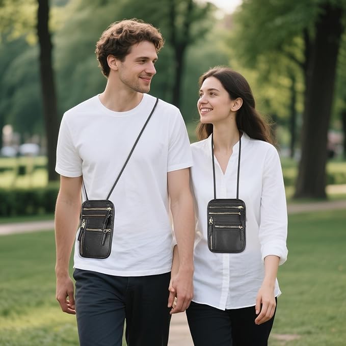 Sizobi Neck Wallet for Traveling Women Men, RFID Blocking Leather Passport Holder Pouch, Family Document Organizer Passport Wallets,International Travel Must Haves Travel Accessories