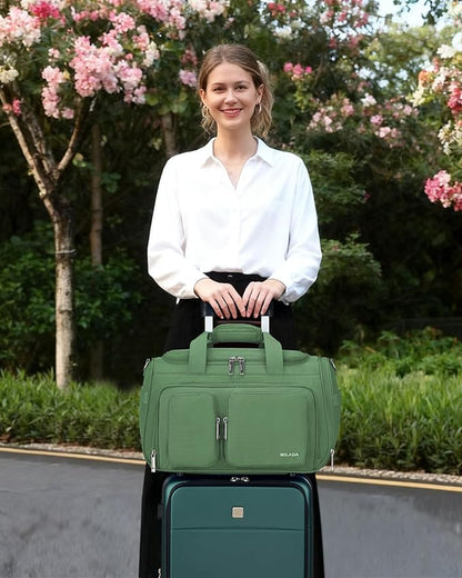 MILADA Underseat Carry On Luggage Bags for Travel Lightweight Foldable Carry On Bags for Airplanes Small Duffle Bag for Men Women Personal Weekend Overnight Travel Tote Bags, Forest Green